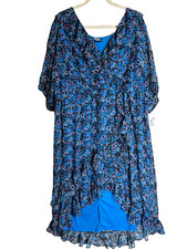 NWT Maison Tara Floral High Low Short Sleeve Ruffle Dress Size 22W MSRP $128