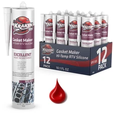 Kraken Bond Gasket Maker RTV Silicone, 10.1oz 12 Pack – Red