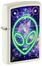 Zippo 46288, Glowing Alien Design,  Glow in the Dark Lighter, NEW