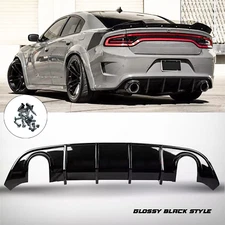 Rear Bumper Glossy Black Diffuser Lip PP Valance For 2015-23 Dodge Charger SRT