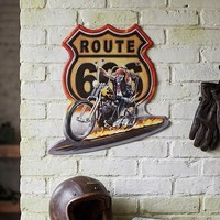 Premium Route 66 Wandschild Aus Eisen, Gestanzt Und GepräGt, H.44 Cm