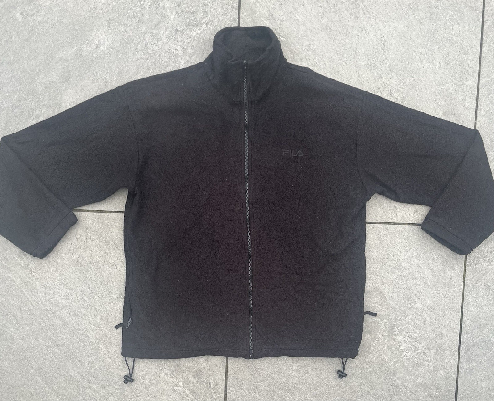 Fila giacca pile vintage nera uomo XL full zip retrò logo ricamato