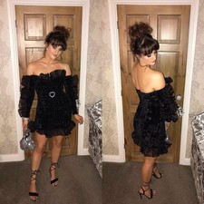 House of Stars Dress 2 Black Velvet Ruched Mini Witchy Goth Dark Romantic Sheer