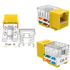 Yellow Cat6 Keystone Jack 45 Degree Angled Network RJ45 110 Punch down Lan Lot