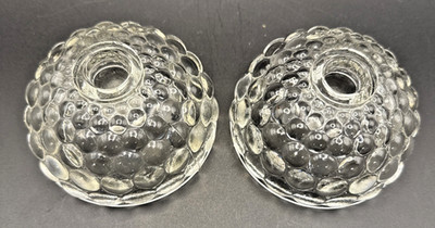 Clear Dome Bubble Taper Candle Holder Set 2 VTG Anchor Hocking Depression Glass
