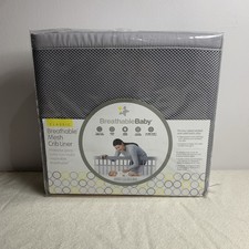 Crib Liner Gray Brand NEW Sealed Unused Fits Most Cribs Baby Breathable Mesh