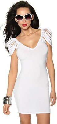 Raffiniertes Minikleid mit Schulterklappen Größe: L Artikelnummer: 12494 ''atixo''