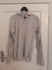 TM Lewin John Francomb Classics Fully Fitted French Cuff Stripes Shirt Sz 15