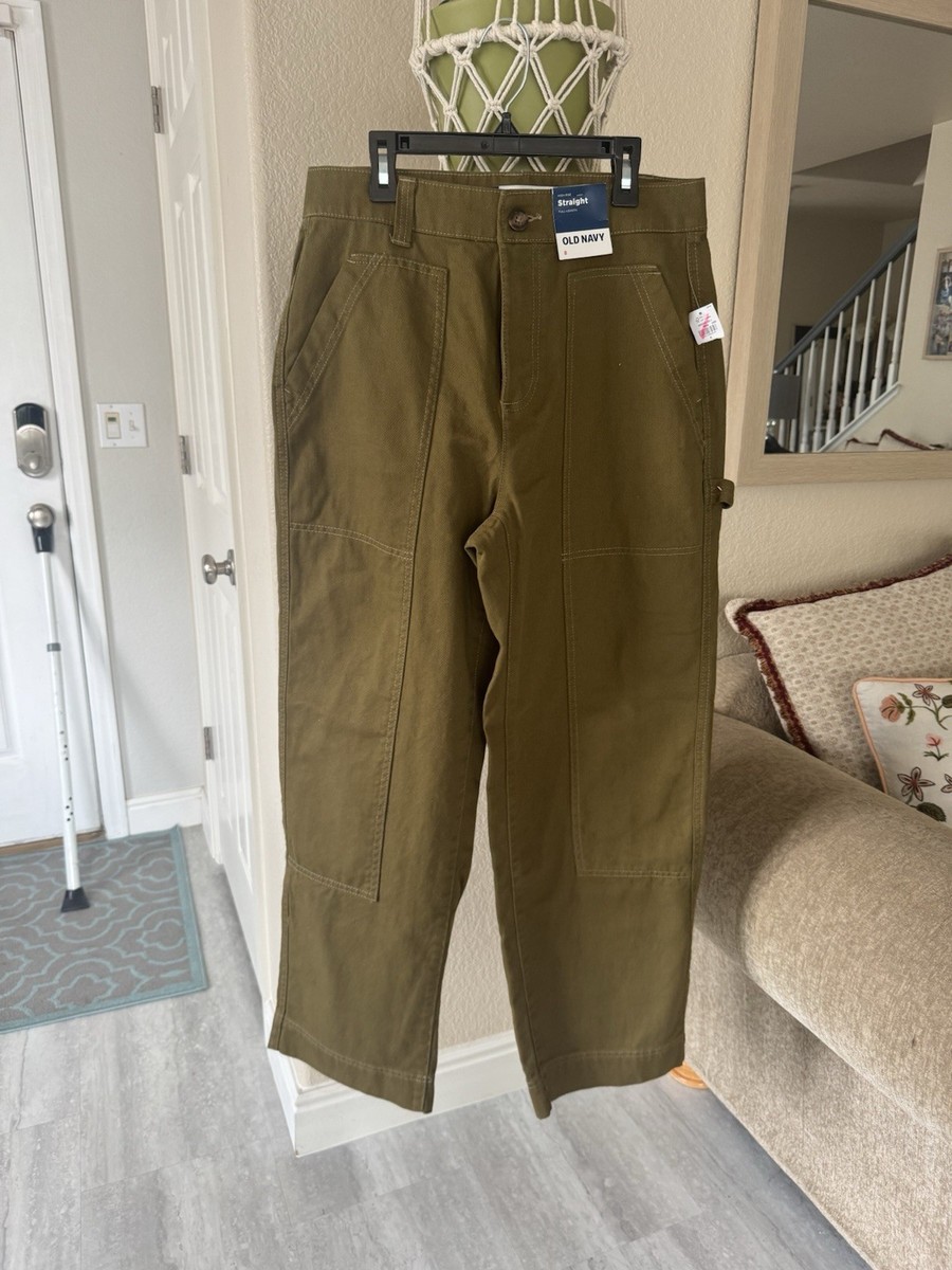 Old Navy Women's 8 Cargo Pants Olive Green Straight Full Length