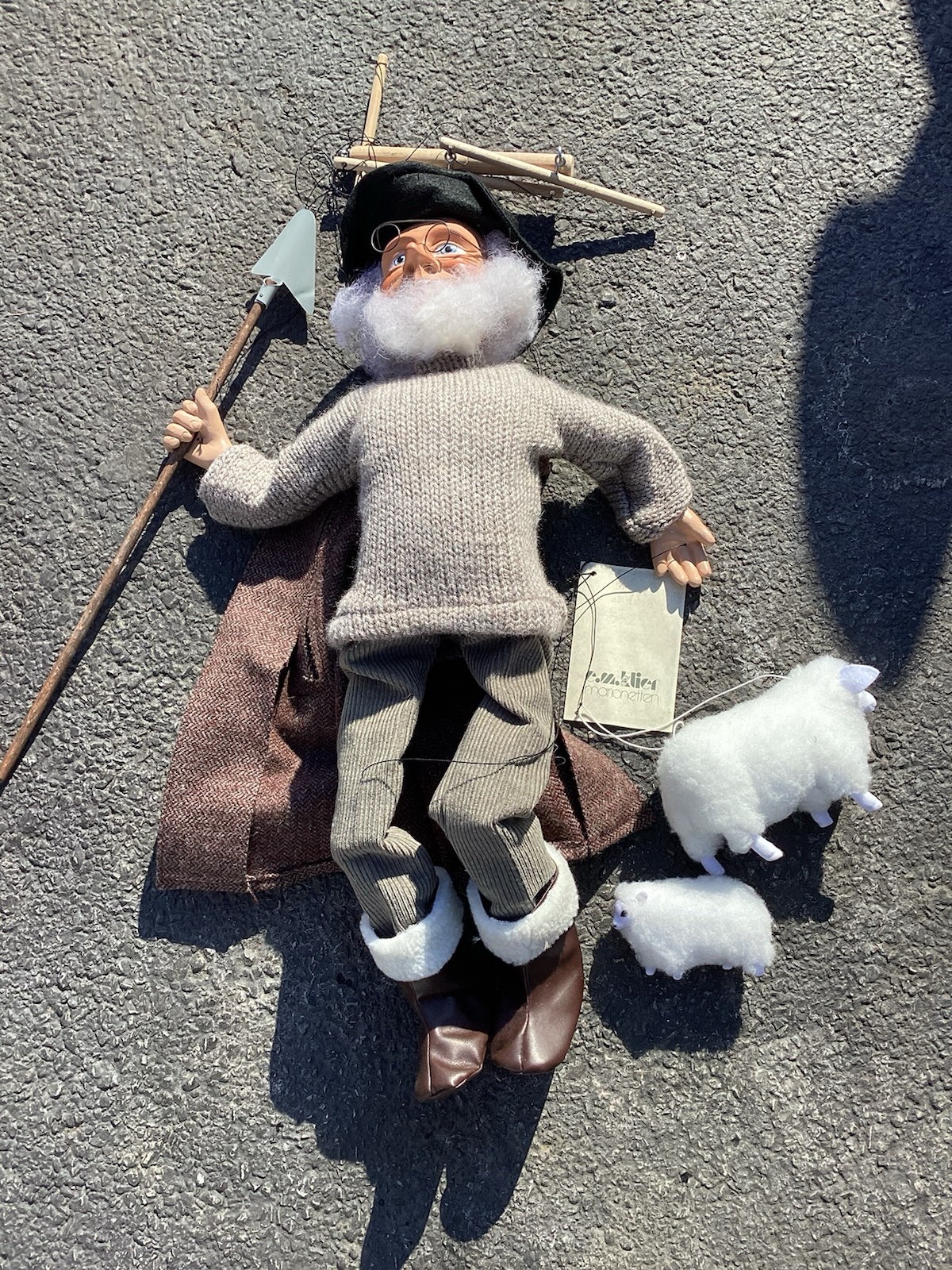 Vintage Germany Puppet With Sheep Herder  String Marionette Martin Klier Signed