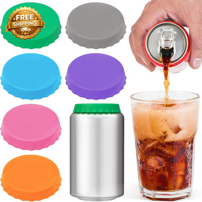 6 Pack Silicone Soda Can Cover Lids  Reusable Soda Can Lids Beer Can Covers Pop