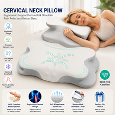Cervical Memory Foam Pillow for Neck Pain Relief Ergonomic Neck Support Pillow