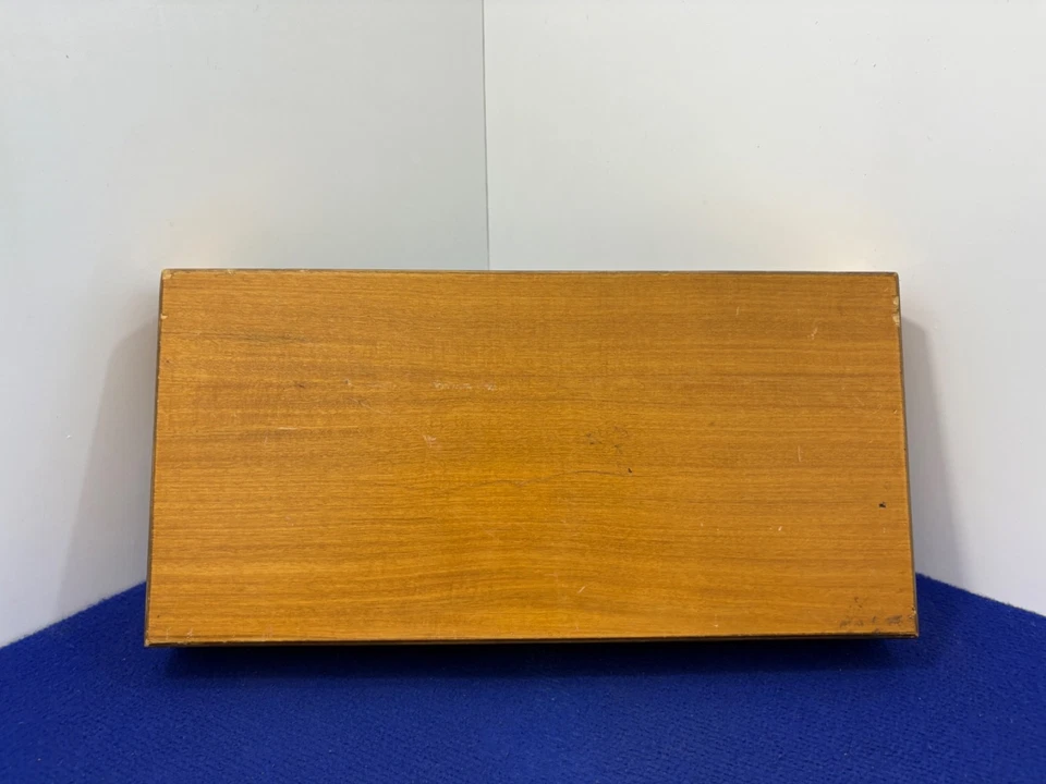 Vintage Wooden Presentation Case Fits 8" Barrel Revolvers — Red Velvet Interior - Image 3 of 4