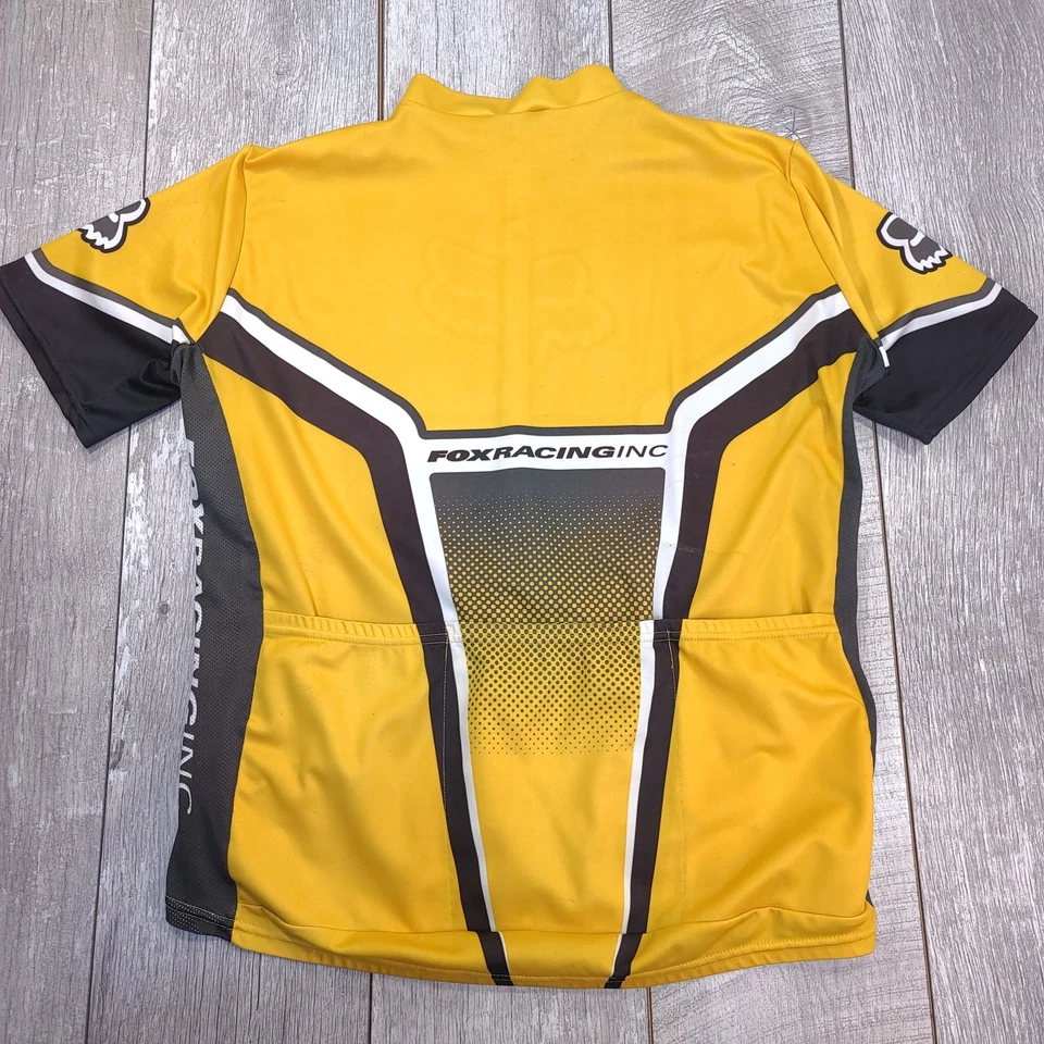 Fox Racing Mens Cycling 3/4 Jersey XXL Yellow Black Cycling Short Sleeve Vintage Foto 2 de 4
