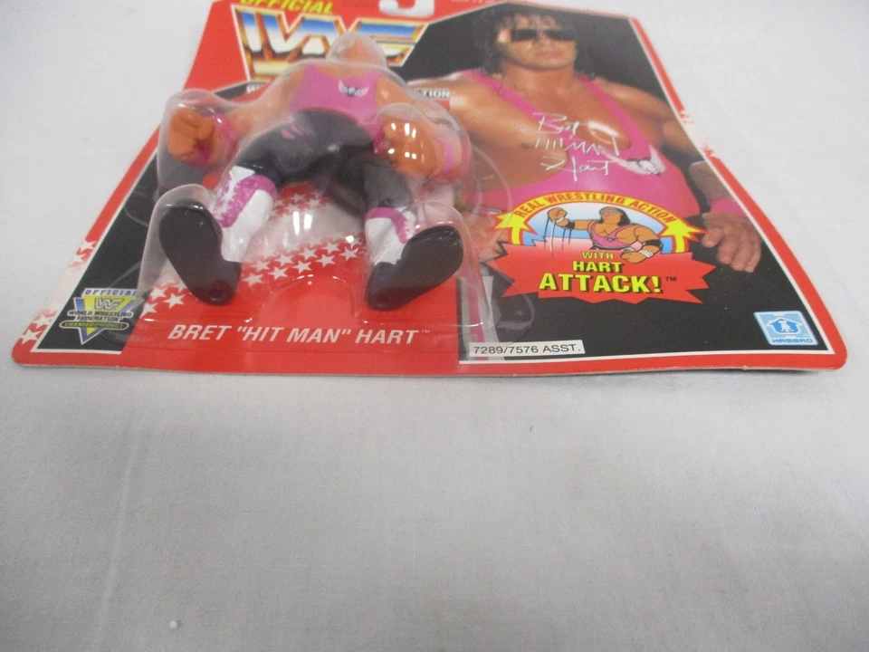 Luchador de colección WWF Bret Hit Man Hart con Hart Attack sin usar, en caja 1993 Hasbro NUEVO SELLADO Foto 2 de 4