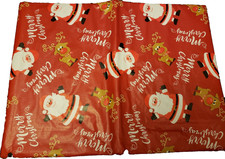 Superior Tablecloth Flannel Back,52"x70",MERRY CHRISTMAS,SANTA  REINDEER ON RED