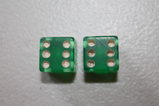 Misprint Error 2 Vintage Green Translucent Bakelite ? Game Dice White Pips 5/8"