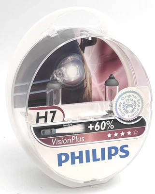 Philips H7 VisionPlus Ampoule De Phare +60% 12V Kit De 2 - Photo 1/2