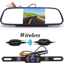 Wireless Backup Camera Car Rear View Reverse System w/ 4.3" LCD Mirror Monitor
