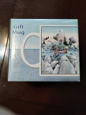 Brand New Mug In Box Fisherman Going Over Waterfall.