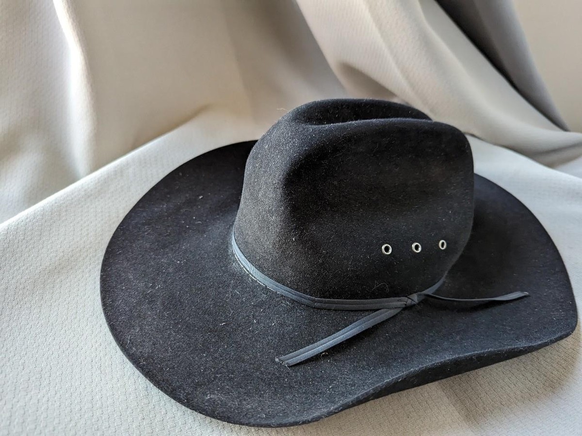 vintage STETSON cowboy hat BEAVER 4X black 7 western FUR FELTED | eBay