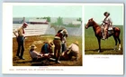 c1905 Men Cow Branding And Cow Puncher Dual View Unposted Antique Postcard