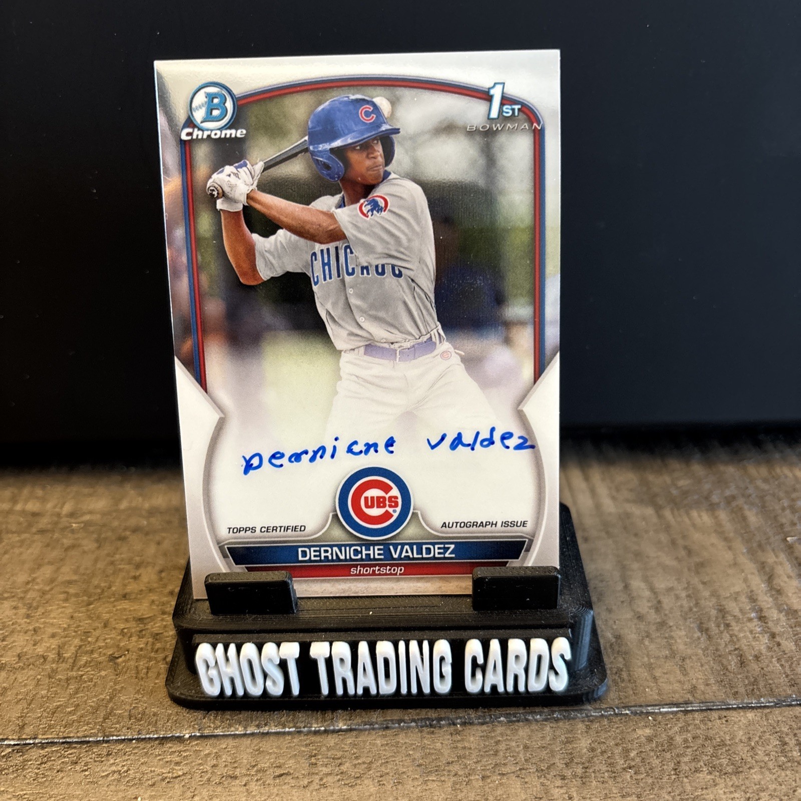2023 Bowman Derniche Valdez Chrome Auto 1st Prospect Chicago Cubs