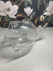 Blenko Style Crystal Clear Art Glass Fish Shaped Bowl Vase Planter Large 12”