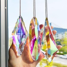 3 Pc Sun Catcher Crystal Prism Glass Brightly Colored RAINBOW Window Porch Patio
