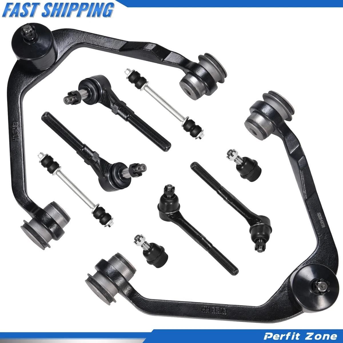 12-Piece Front End Suspension Kit For 1997-2003 Ford F-150 2WD - Control Arms, Ball Joints, Tie Rod Ends, Greasable