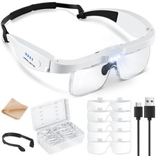Magnifying Glass with Light, 5 Lenses, Rechargeable Headset