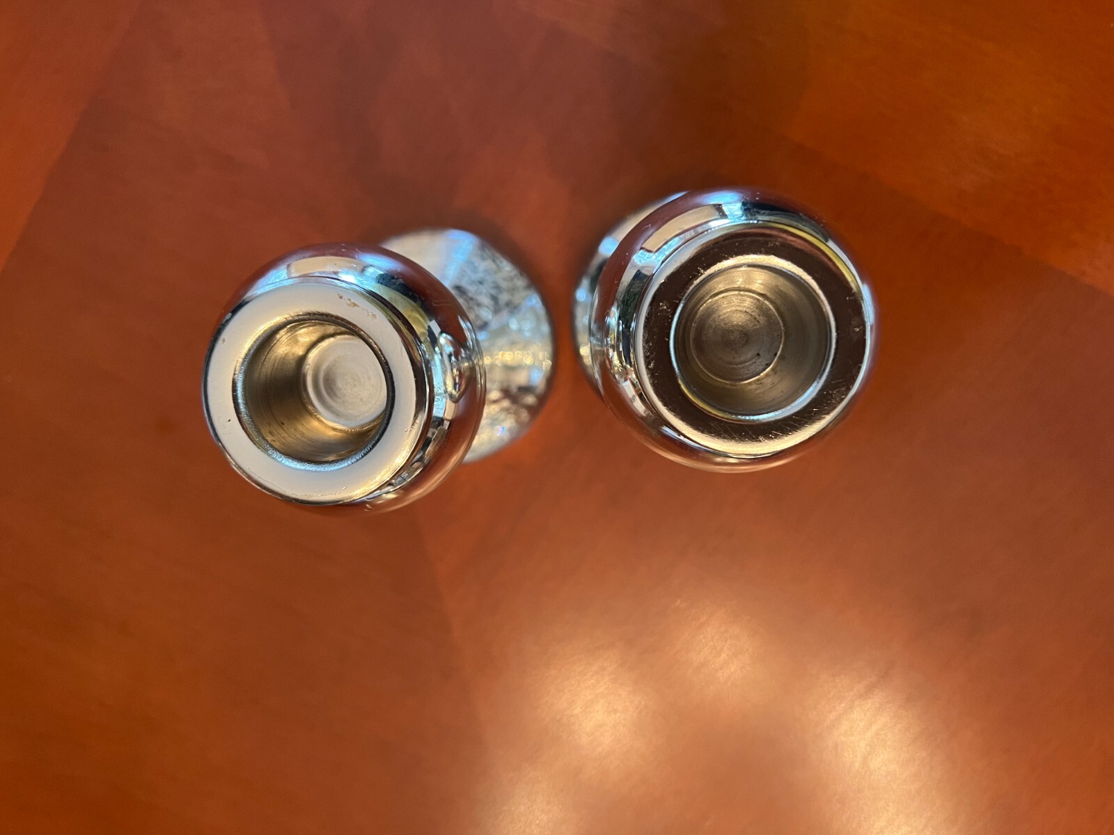 Pottery Barn Mercury Glass Silver Small Taper Candle Holder Set (2)