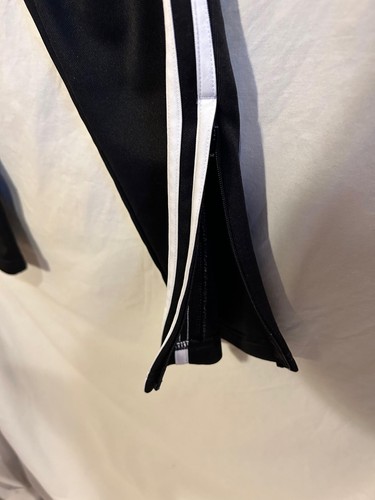 Adidas Girls Track Pants Black White Striped Zippered Pockets Pull On M - Picture 4 of 11