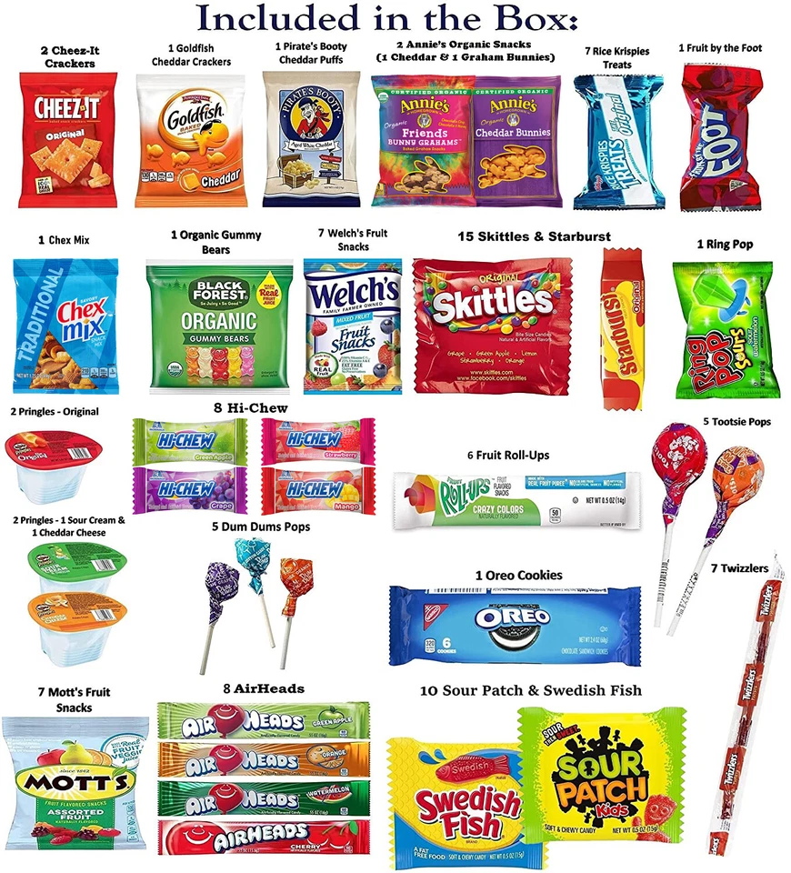 Foxy Fane 100ct Ultimate Snack Box - Variety of Crackers, Cookies, Candy & Chips - Image 2 of 2