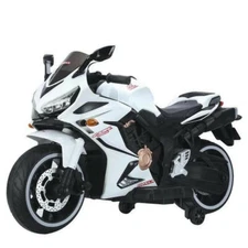 Kids Ride On Electric Motorcycle With Training Wheels Leather Seat