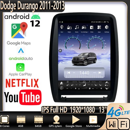 13" Tesla Screen Android 12 Car Radio Stereo Gps For Dodge Durango 2011~2020 - Foto 1 di 15