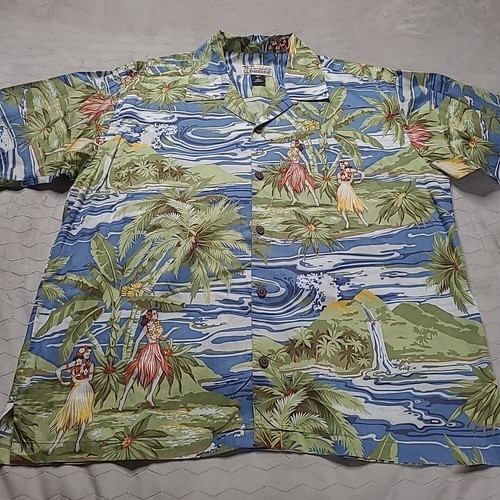 VTG Patagonia Pataloha Hawaiian Hula Girl Button Up Shirt Mens Large L Aloha