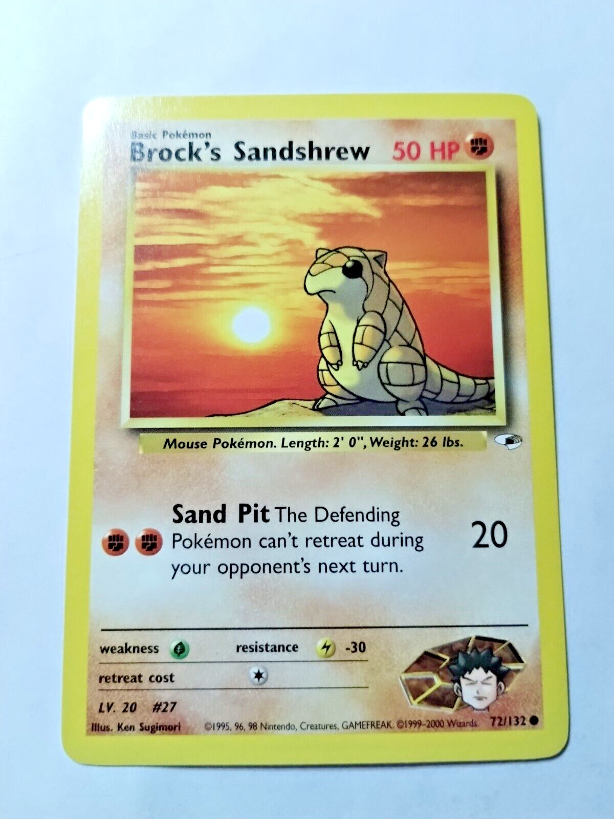 Pokémon Brock's Sandshrew Gym Heroes 72/132 Regular Unlimited Com. -Uncirculated