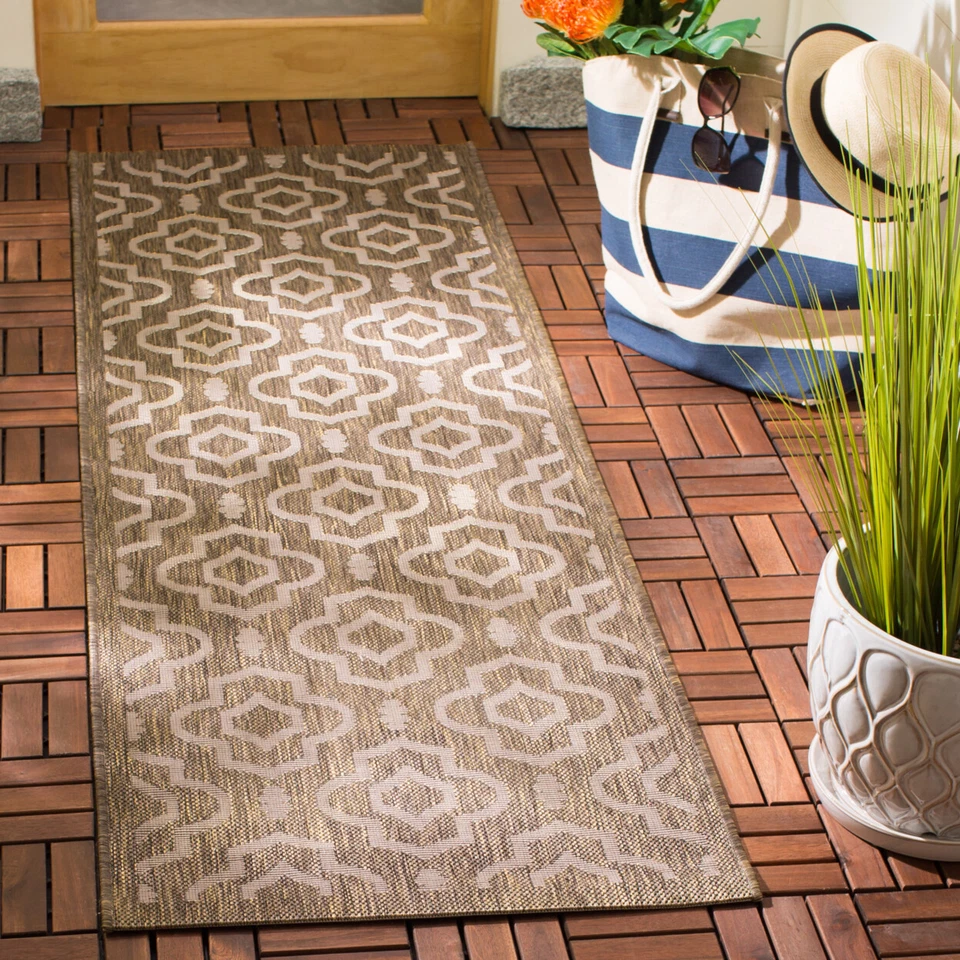 SAFAVIEH Indoor Outdoor CY6926-242 Courtyard Brown / Bone Rug - Image 2 of 4