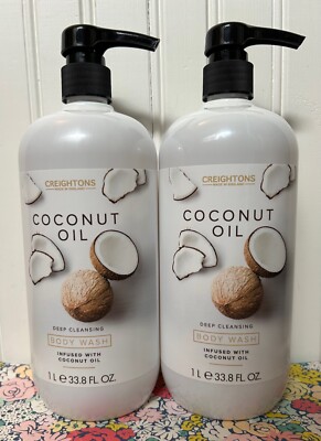 LOT OF 2 CREIGHTONS DEEP CLEANSING COCONUT OIL BODY WASH 33.8 OZ shower gel