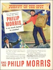 1947 vintage AD PHILIP MORRIS Cigarettes , w/Johnny On the Spot Circus 111820