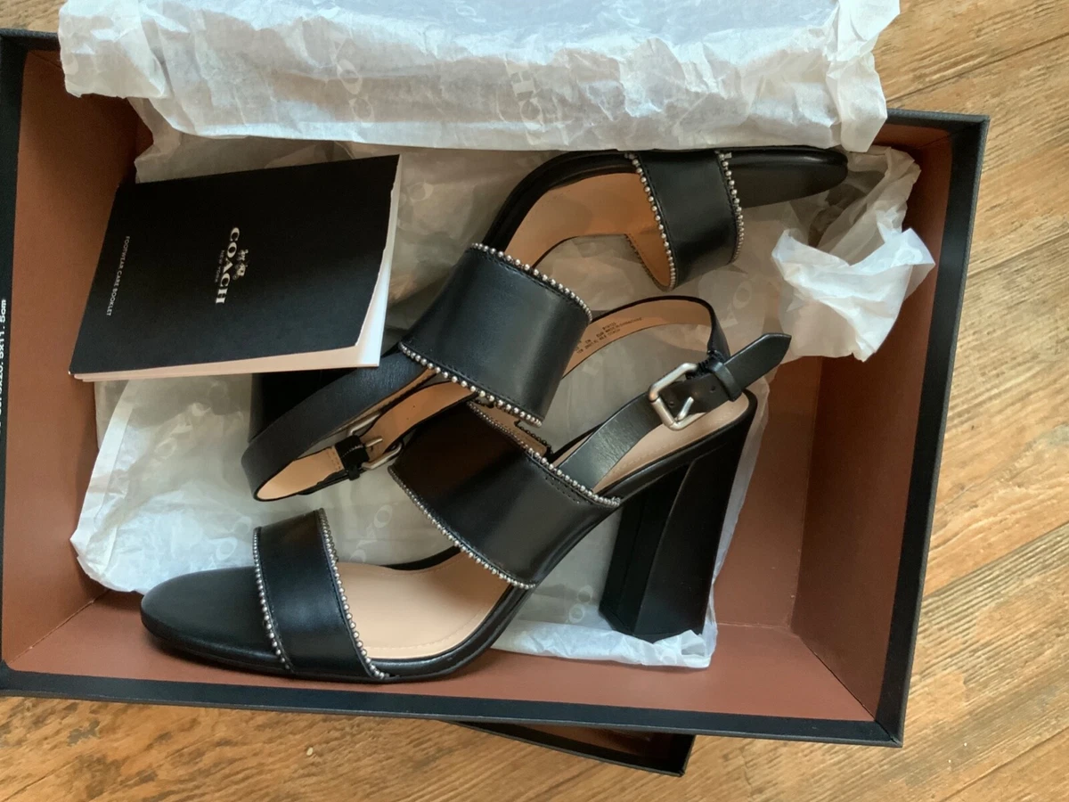 COACH Rylie Beadchain Heel Sandals Black Size 10 eBay