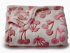 CHERRIES print Soft Plush Throw Blanket 5' x 6 ft - The Big One - New