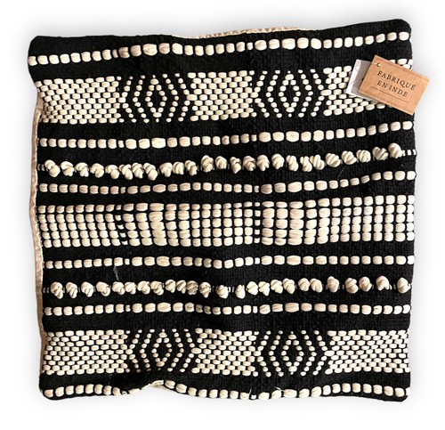 Throw Pillow Cover Made In India Black White Geometric Knotted Stitched 20X20