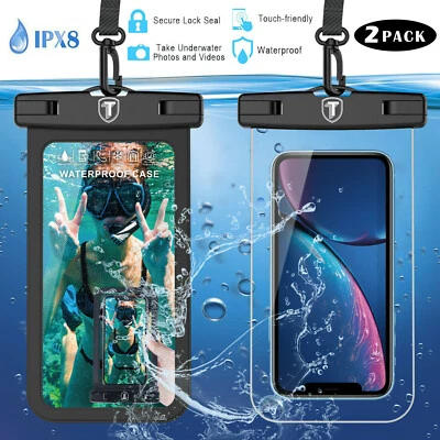 ROCKINGSPACE 2 Pack Universal Waterproof Cell Phone Pouch Dry Bag Cover Swimming For Phone