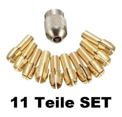 11 tlg Spannzangen Set Ø 0,5 - 3,2 mm Spannfutter Dremel Proxxon Bohrfutter 10x