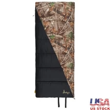 Rectangular Sleeping Bag 35F 2-Way Zipper Quilted Design Quick Roll Stuff Sack