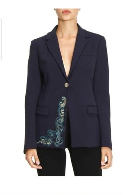 Versace Collection Women's Embroidered Blazer blue 40IT NWT $890+ 