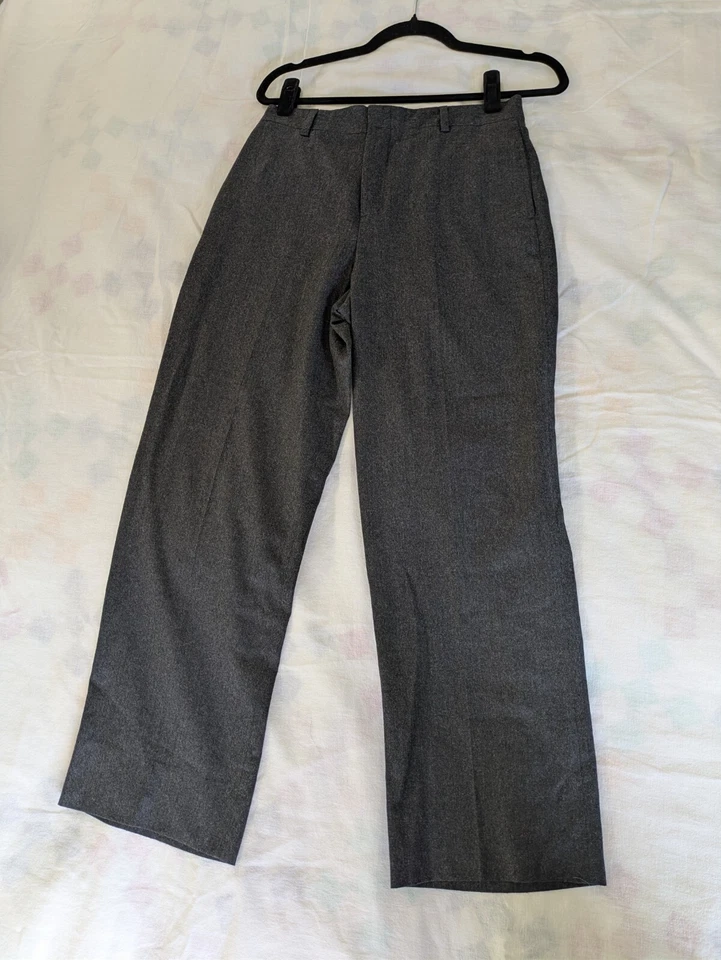 Calça Polo Ralph Lauren cinza lã cintura alta perna larga tamanho 16 - Imagem 2 de 4