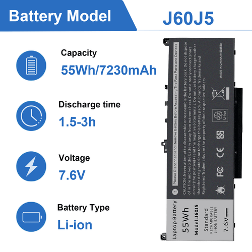 Replacement J60J5 Battery For Dell Latitude E7270 E7470 Series MC34Y 242WD 55Wh - Picture 6 of 12